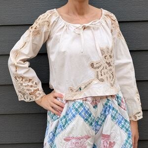 ooak handmade BLOUSE made from an ANTIQUE TABLECLOTH S